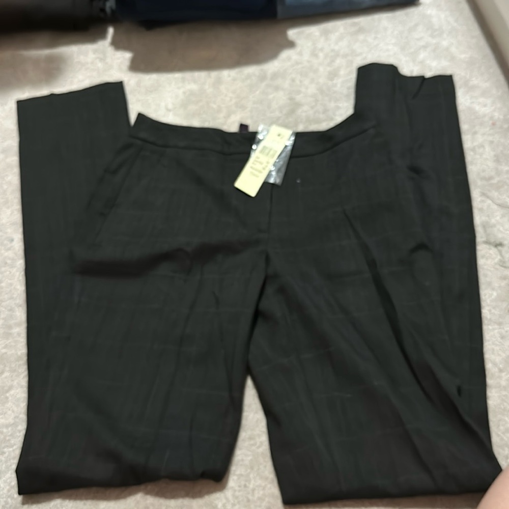 NWT Long Tall Sally size 6 black plaid dress pants, 37 inseam